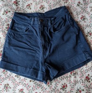 Thrifted High Waisted Cuffed Blue Shorts